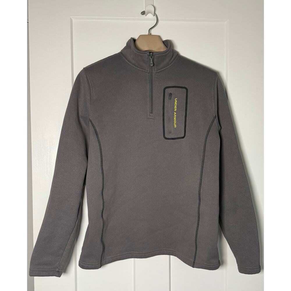 Under Armour Jacket Mens Gray Soft Shell 1/4 Zip Pocket MEDIUM